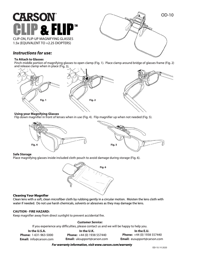 Page 1 de la notice Manuel utilisateur Carson OD-10