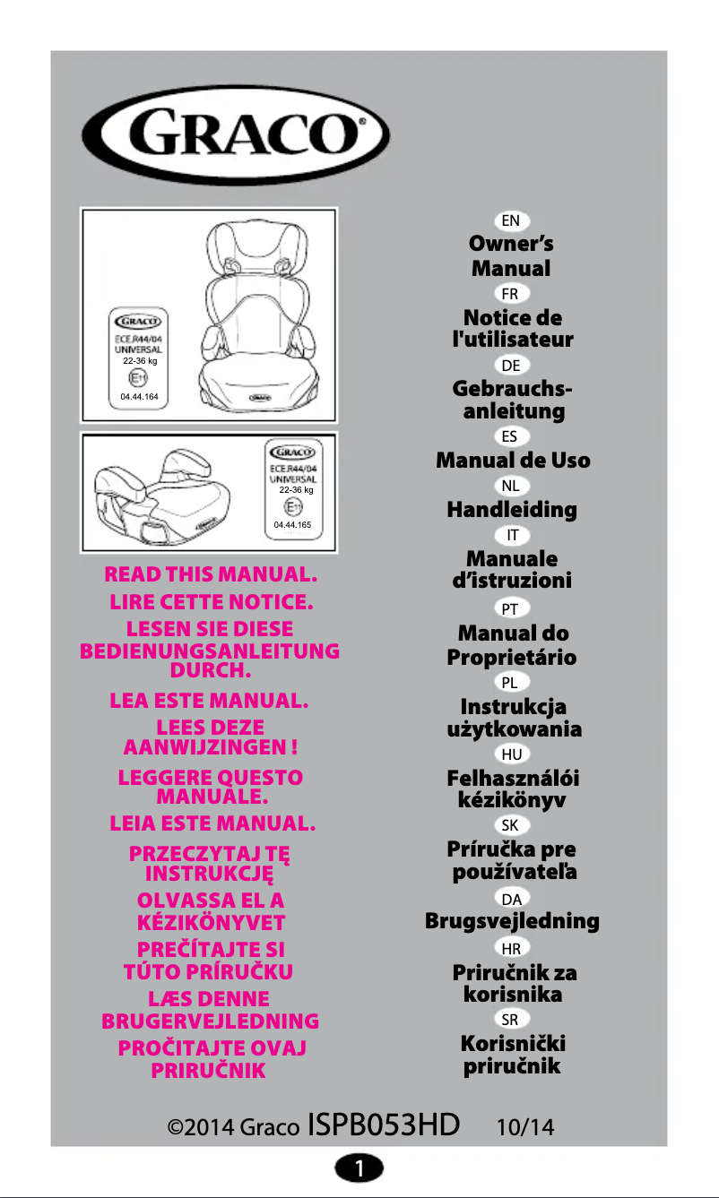 Page 1 de la notice Manuel utilisateur Graco Junior Maxi