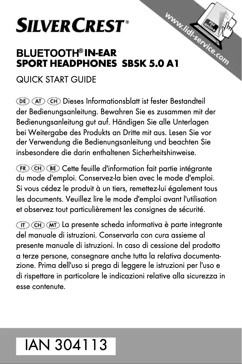 Page n°1 - Manuel utilisateur SilverCrest SBSK 5.0 A1