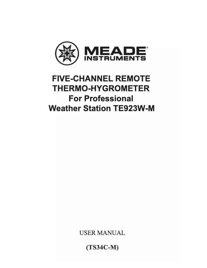 Page n°1 - Manuel utilisateur Meade TS34C-M
