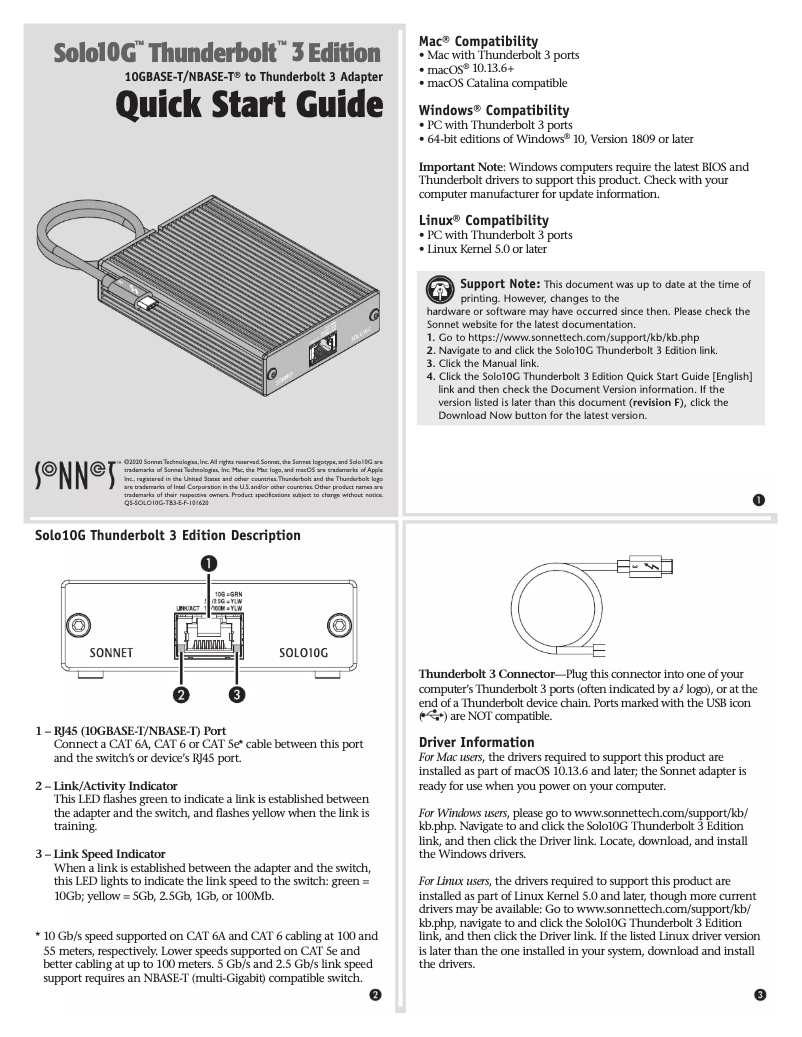 Image de la première page du manuel de l'appareil SOLO10G