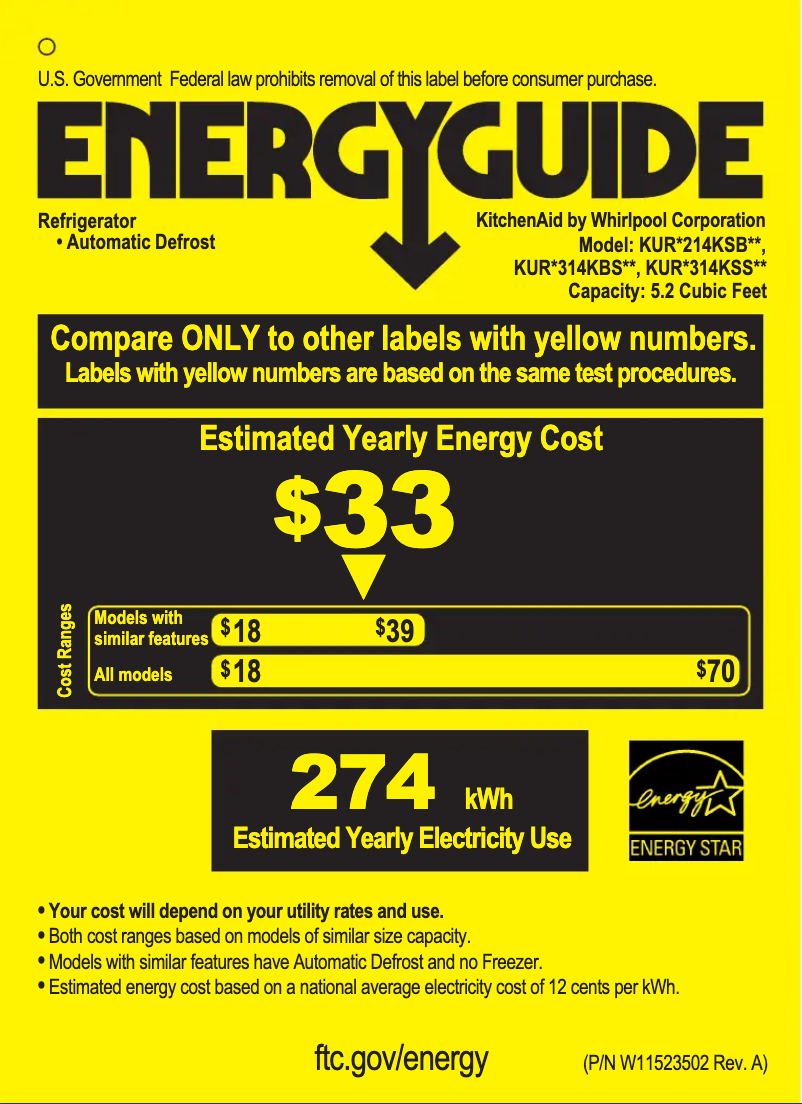 Image de la première page du manuel de l'appareil KURL314KSS