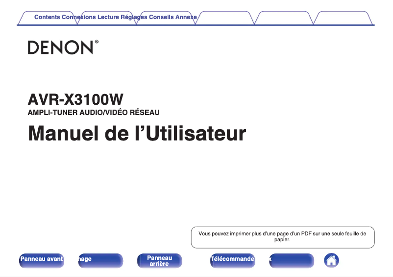 Page n°1 - Manuel utilisateur Denon AVRX3100WBKE2