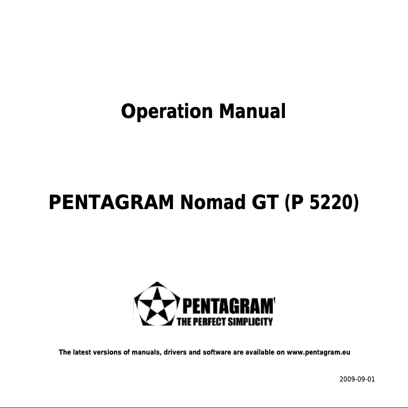 Page 1 de la notice Manuel utilisateur Pentagram Nomad GT P 5220