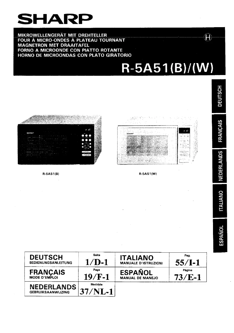 Page 1 de la notice Manuel utilisateur Sharp R-5A51B