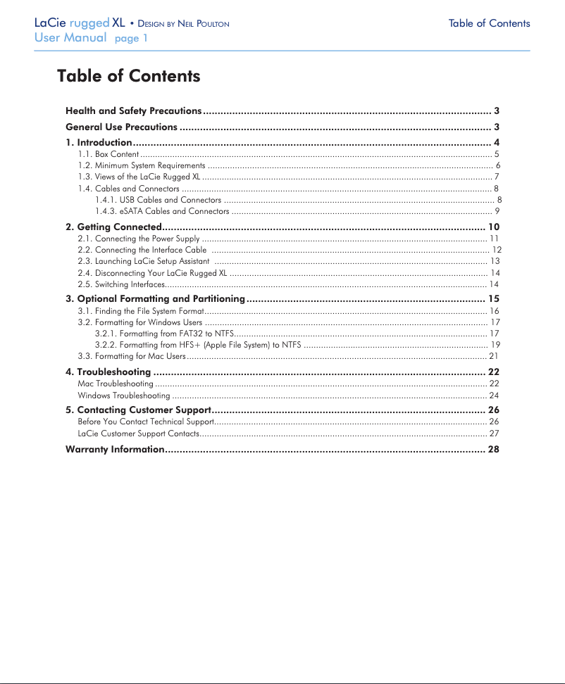 Page n°1 - Manuel utilisateur LaCie Rugged XL