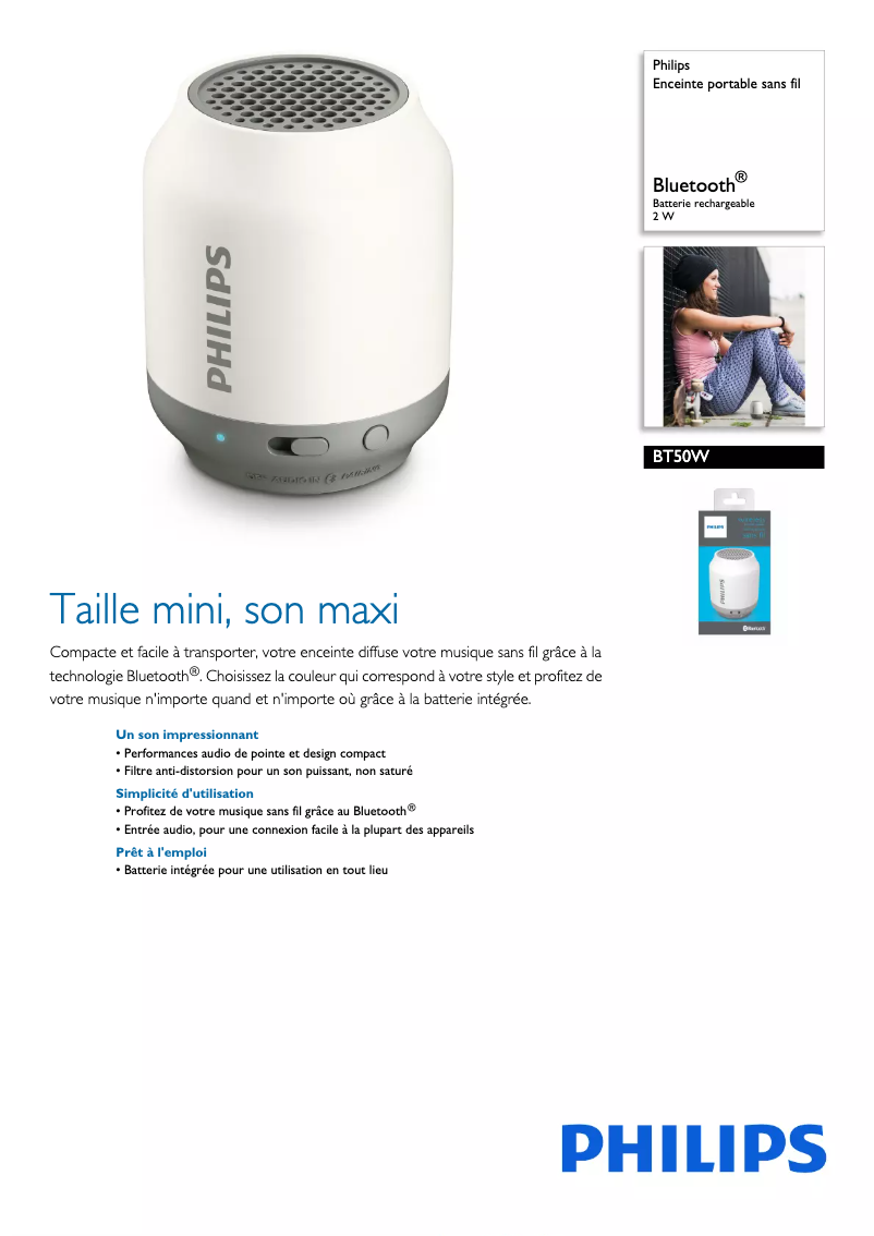 Image de la première page du manuel de l'appareil BT50W