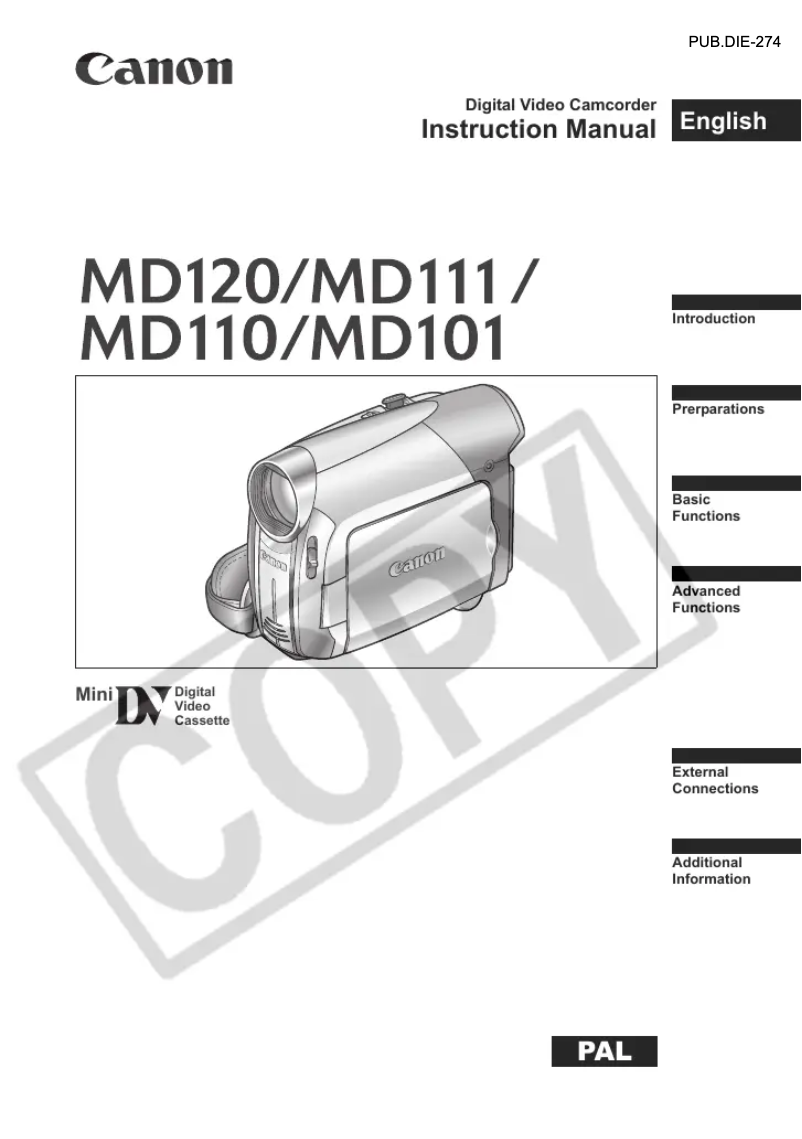 Page 1 de la notice Manuel utilisateur Canon MD101