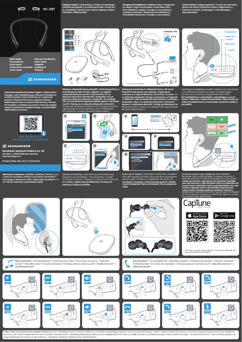 Page 1 de la notice Manuel utilisateur Sennheiser M2 IEBT