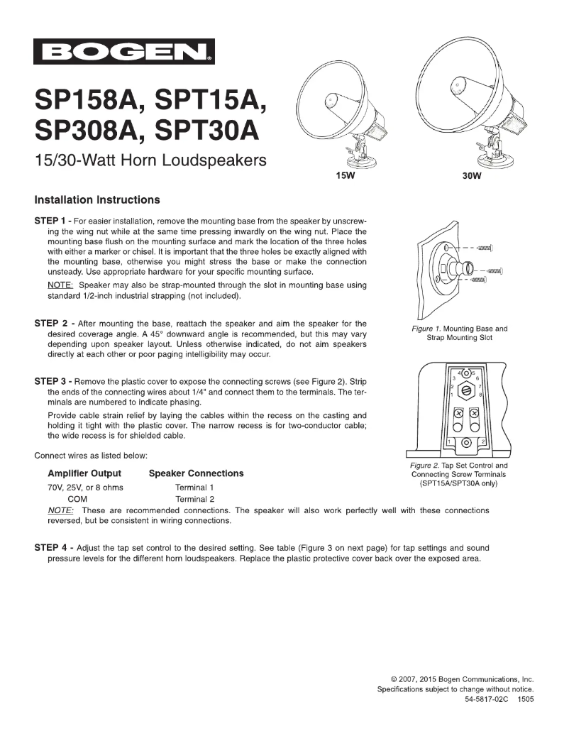 Page 1 of the manual User Manual Bogen SPT15A