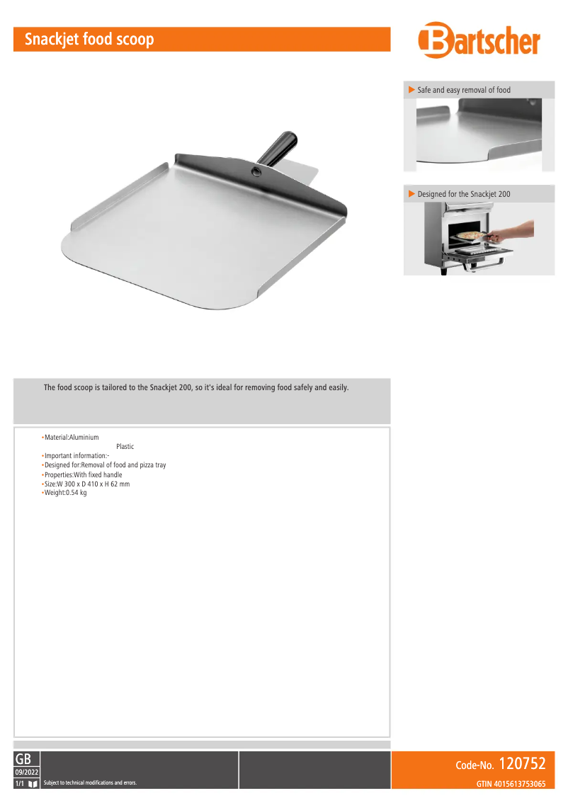 Page n°1 - Fiche technique Bartscher 120752