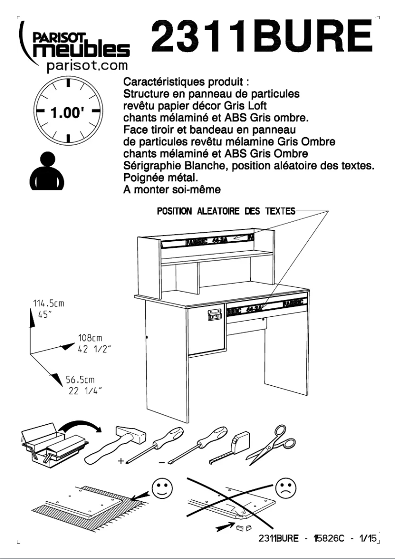 Page n°1 - Manuel utilisateur Parisot Fabric 2311BURE