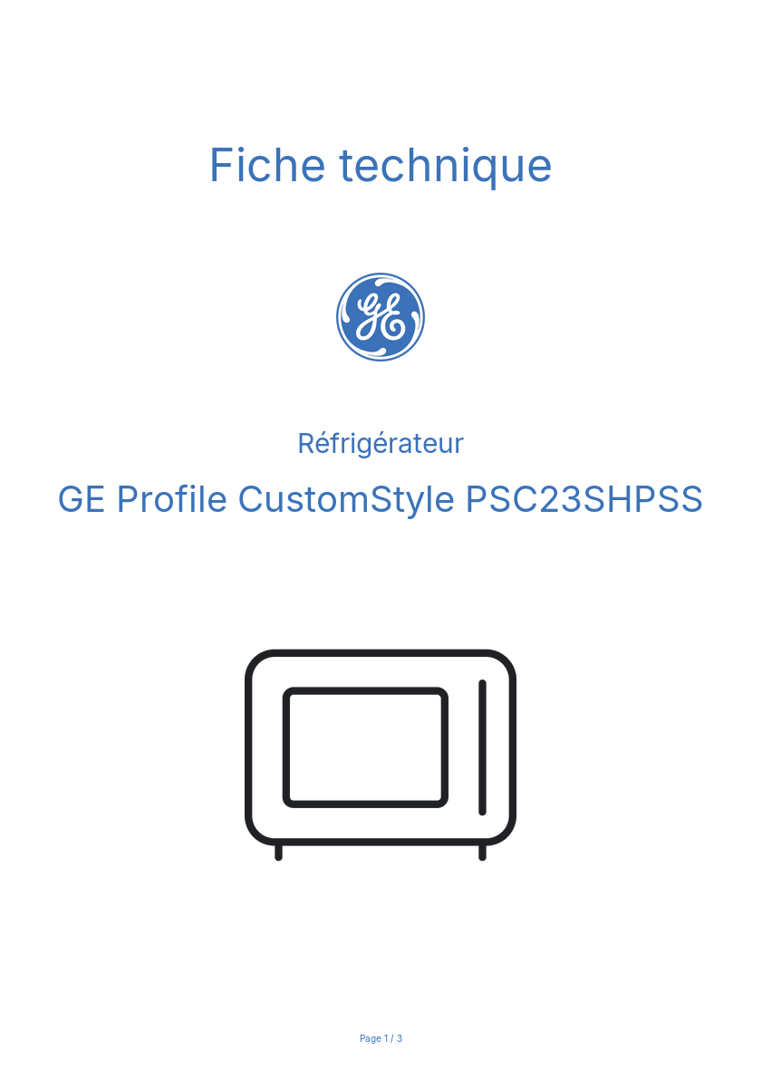 Image de la première page du manuel de l'appareil Profile CustomStyle PSC23SHPSS