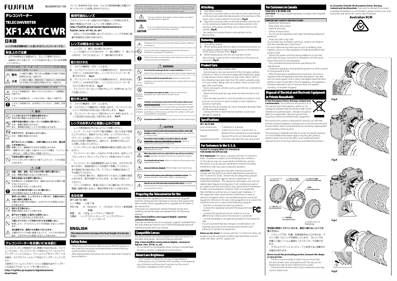 Imagen de la primera página del manual del dispositivo XF 1.4x TC WR