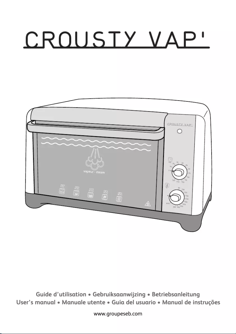 Page 1 de la notice Manuel utilisateur Tefal Crousty Vap OV1560