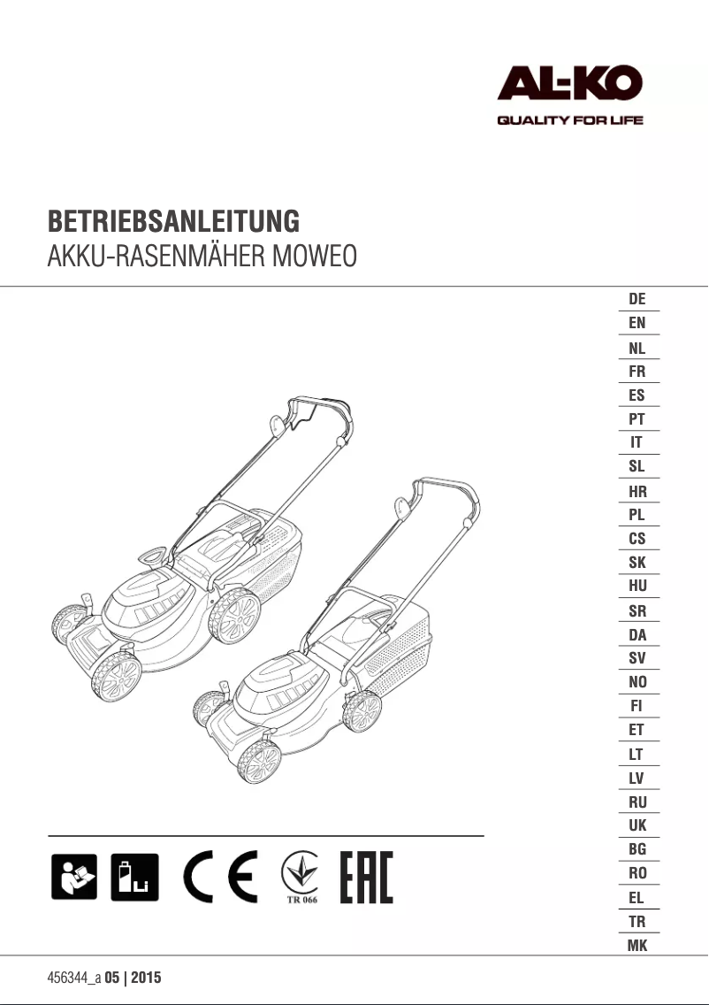 Image de la première page du manuel de l'appareil Moweo 42.5 Li