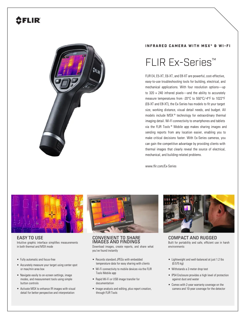 Page 1 de la notice Fiche technique FLIR E6