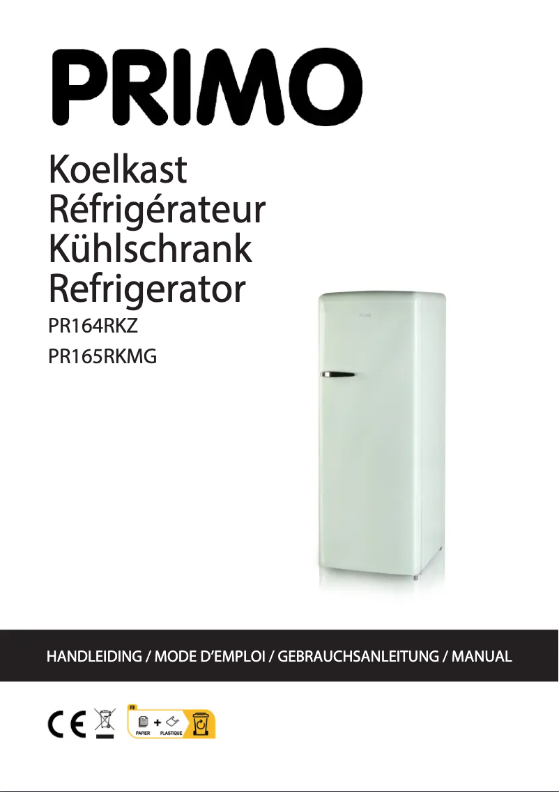 Page 1 de la notice Manuel utilisateur Primo PR165RKMG