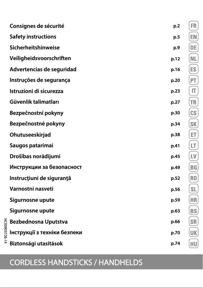 Page 1 de la notice Manuel utilisateur Rowenta Air force Flex 560 RH9474WO