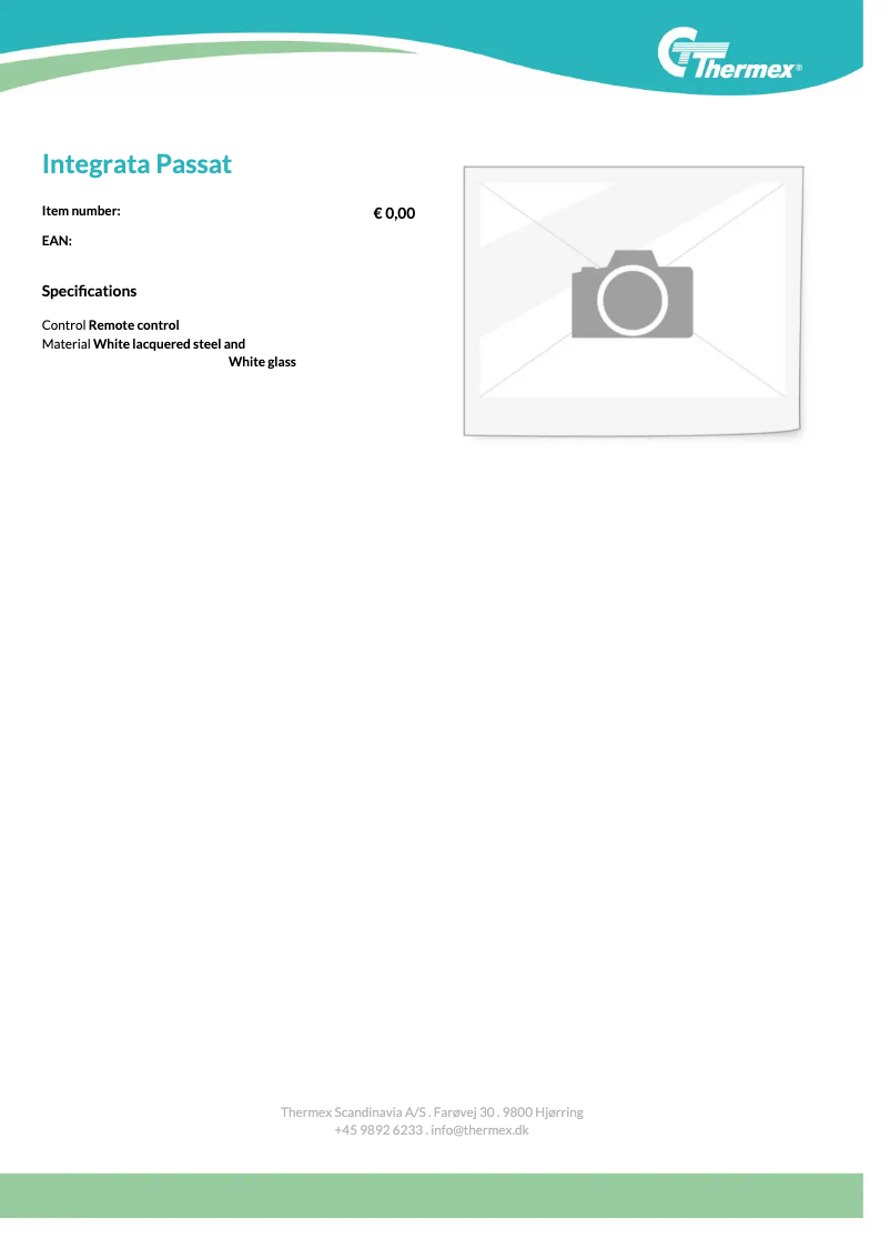 Page 1 de la notice Fiche technique Thermex Passat