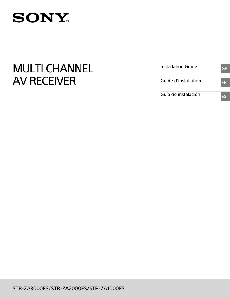 Page 1 de la notice Guide d'installation Sony STR-ZA2000ES