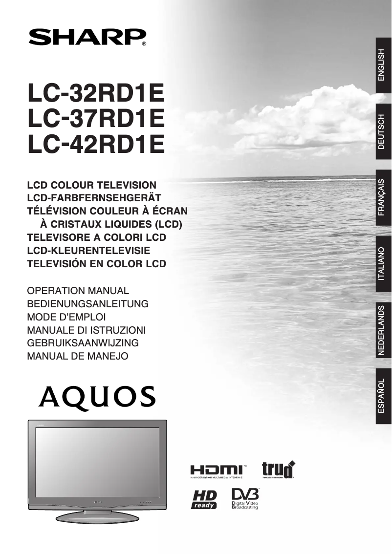 Page n°1 - Manuel utilisateur Sharp LC-37RD1E