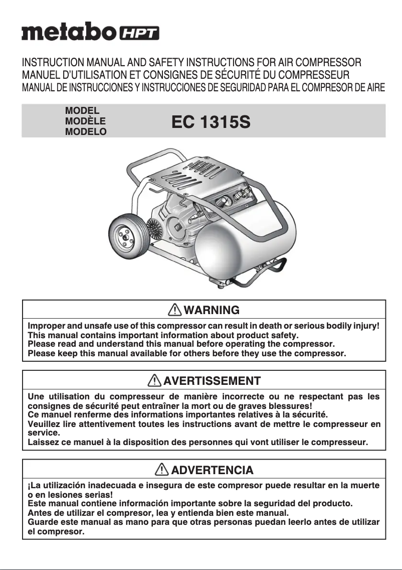 Page n°1 - Manuel utilisateur HiKOKI EC1315S
