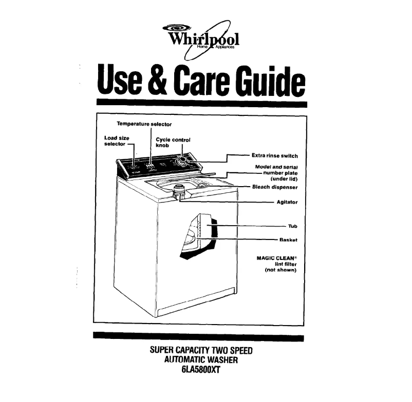 Page 1 de la notice Manuel utilisateur Whirlpool 6LA5800XT