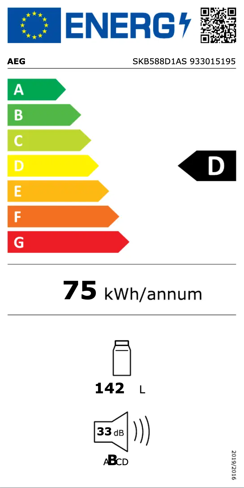 Página 1 del manual Etiqueta energética AEG SKB588D1AS
