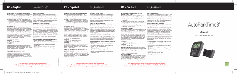 Page 1 de la notice Manuel utilisateur AutoParkTime AutoParkTime 3 II