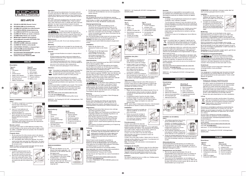 Page 1 de la notice Manuel utilisateur Konig SEC-APC10