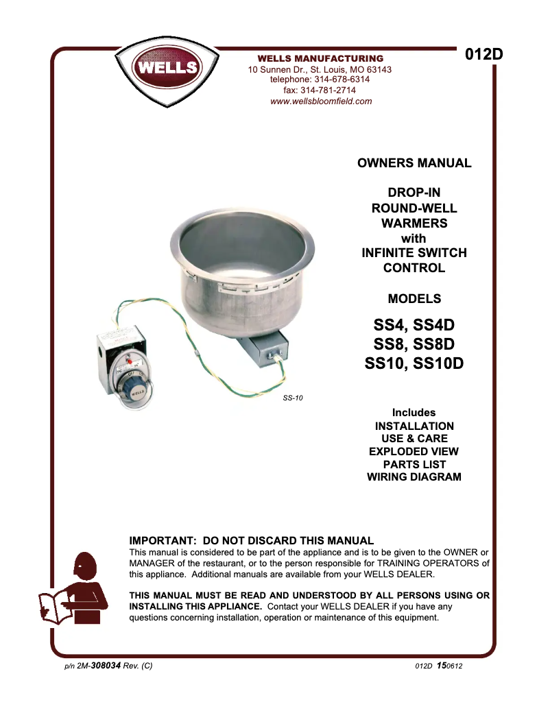 Page n°1 - Manuel utilisateur Wells SS8D