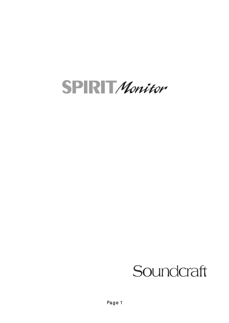 Página 1 del manual Manual de usuario Soundcraft Spirit Monitor
