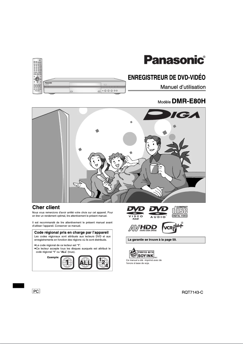 Page 1 de la notice Manuel utilisateur Panasonic DMR-E80
