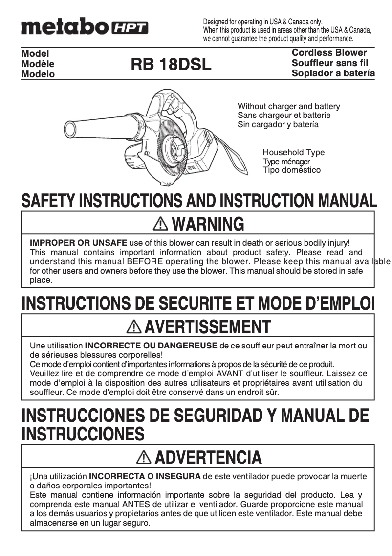 Page n°1 - Manuel utilisateur HiKOKI RB18DSL