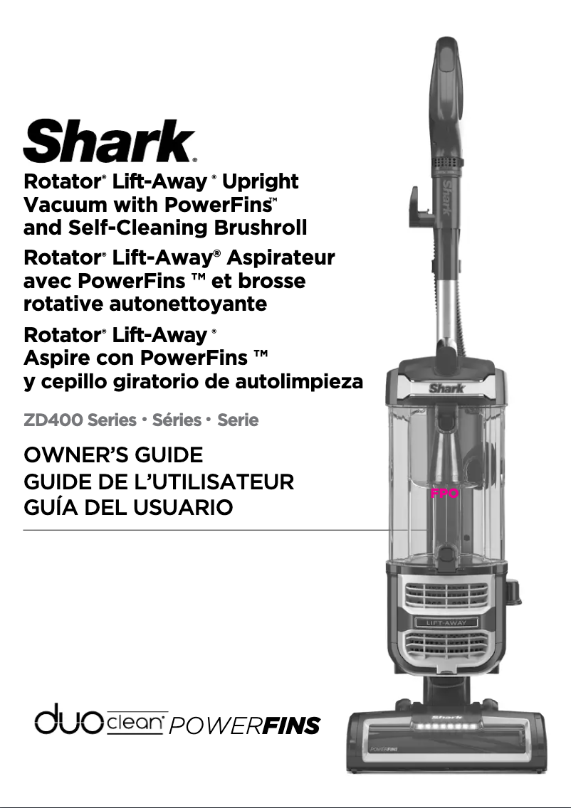 Page 1 de la notice Manuel utilisateur Shark Rotator Lift-Away ZD402