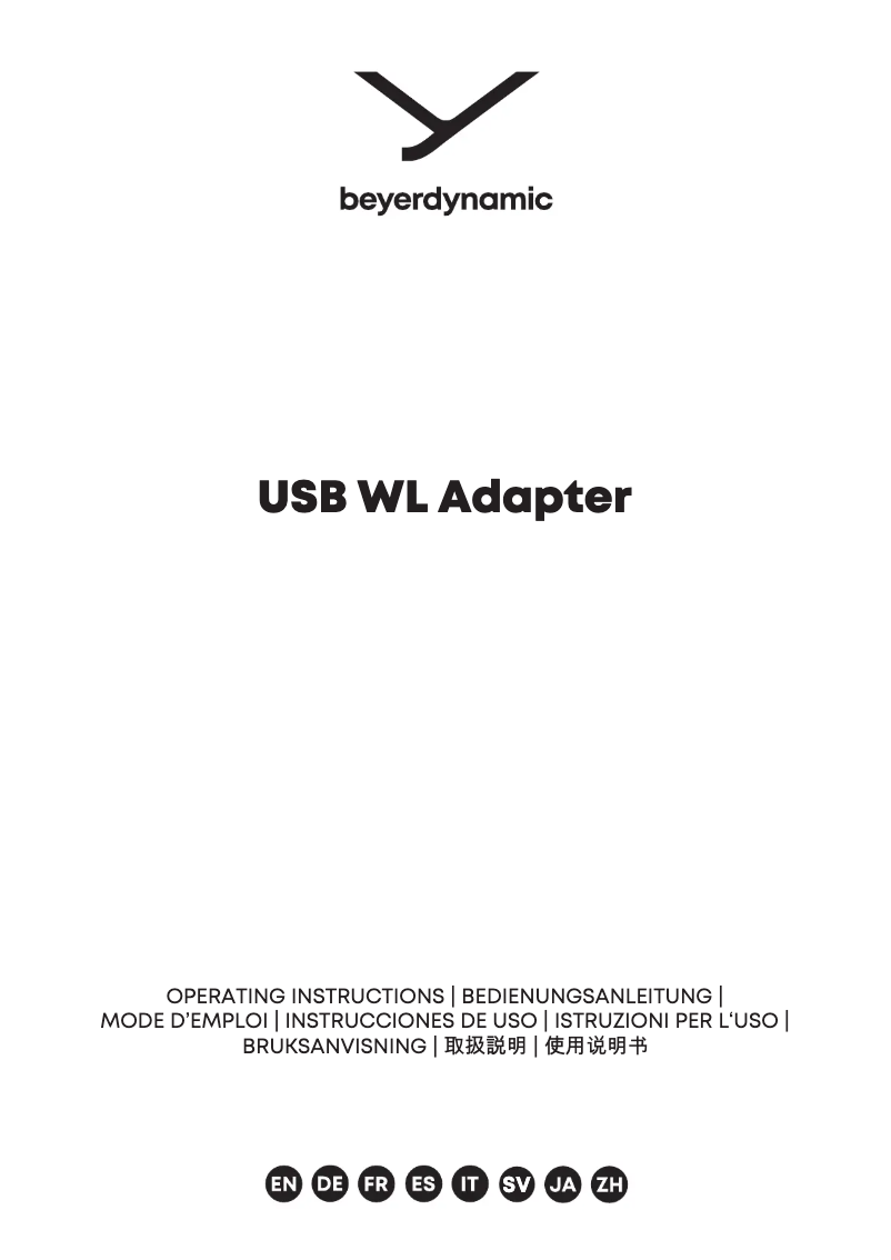 Page 1 de la notice Manuel utilisateur Beyerdynamic USB WL Adapter