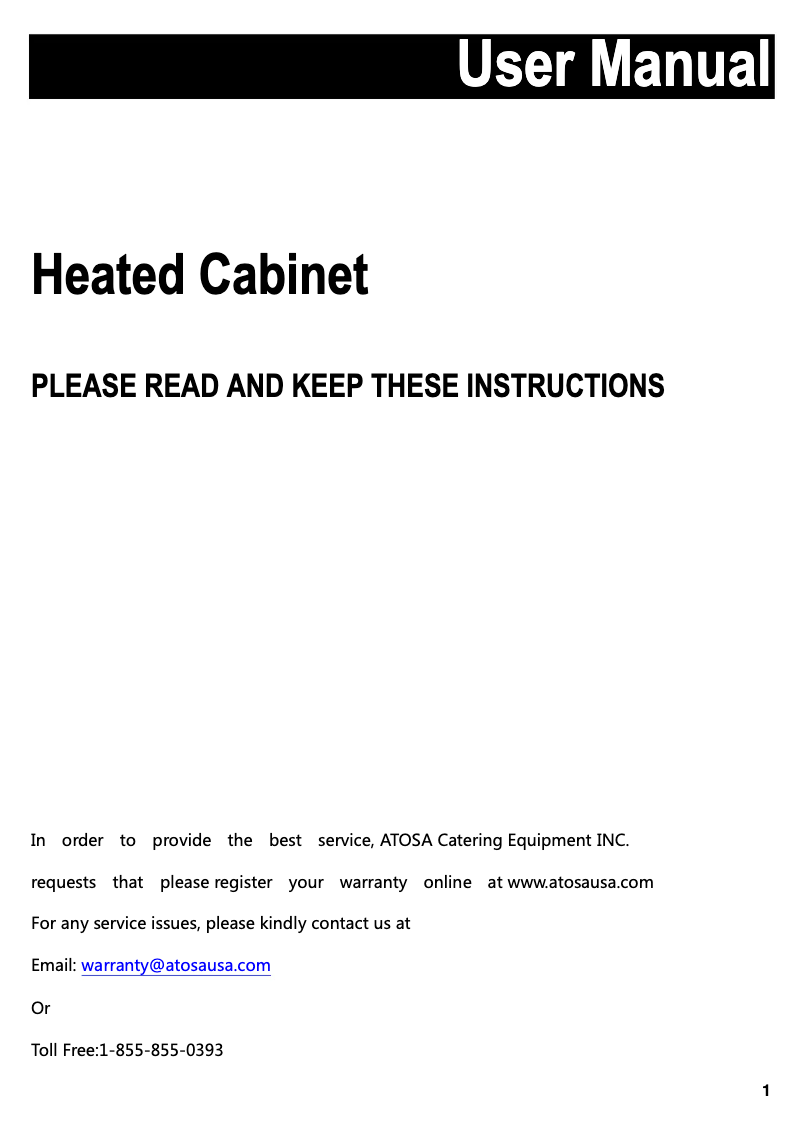 Página 1 del manual Manual de usuario Atosa ATWC-18-P