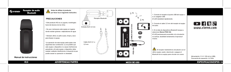 Page 1 de la notice Manuel utilisateur Steren POD-144