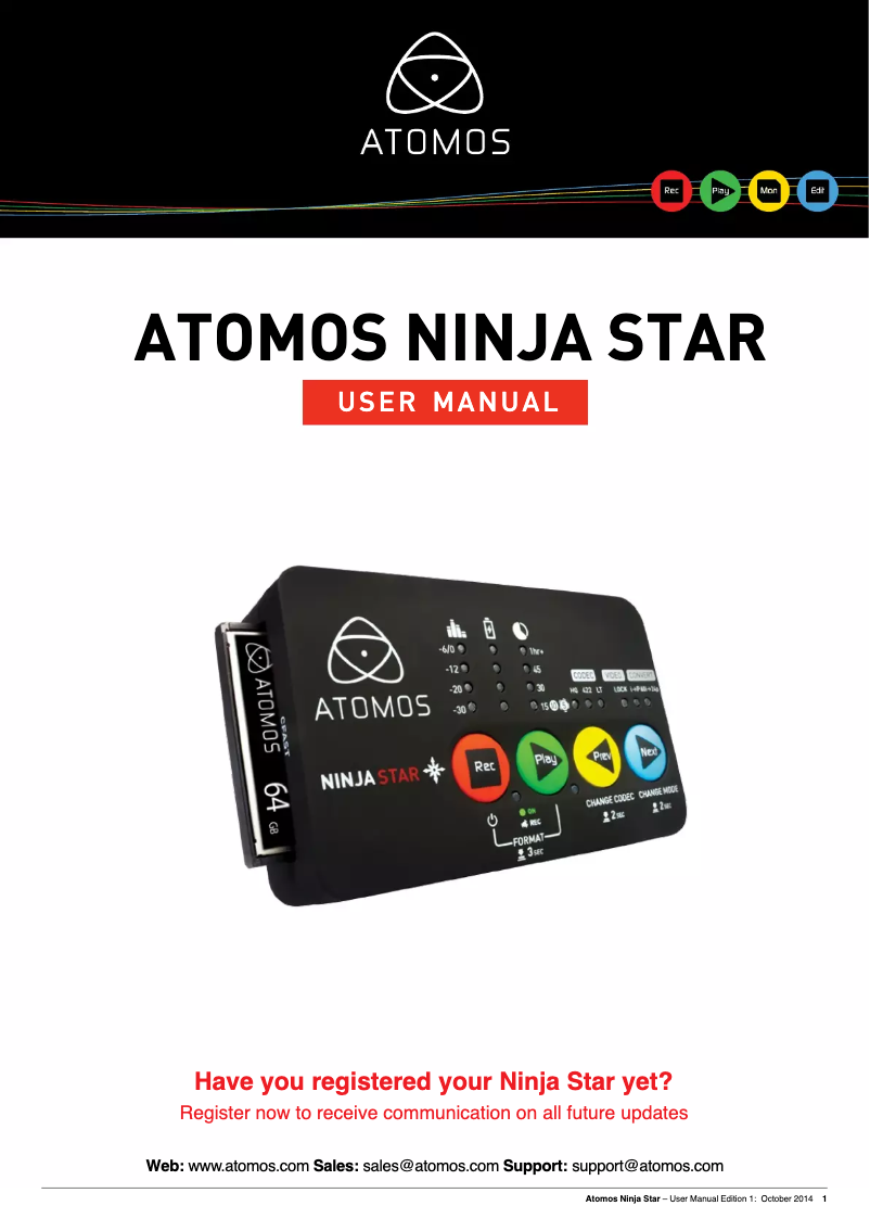 Page 1 de la notice Manuel utilisateur Atomos Ninja Star