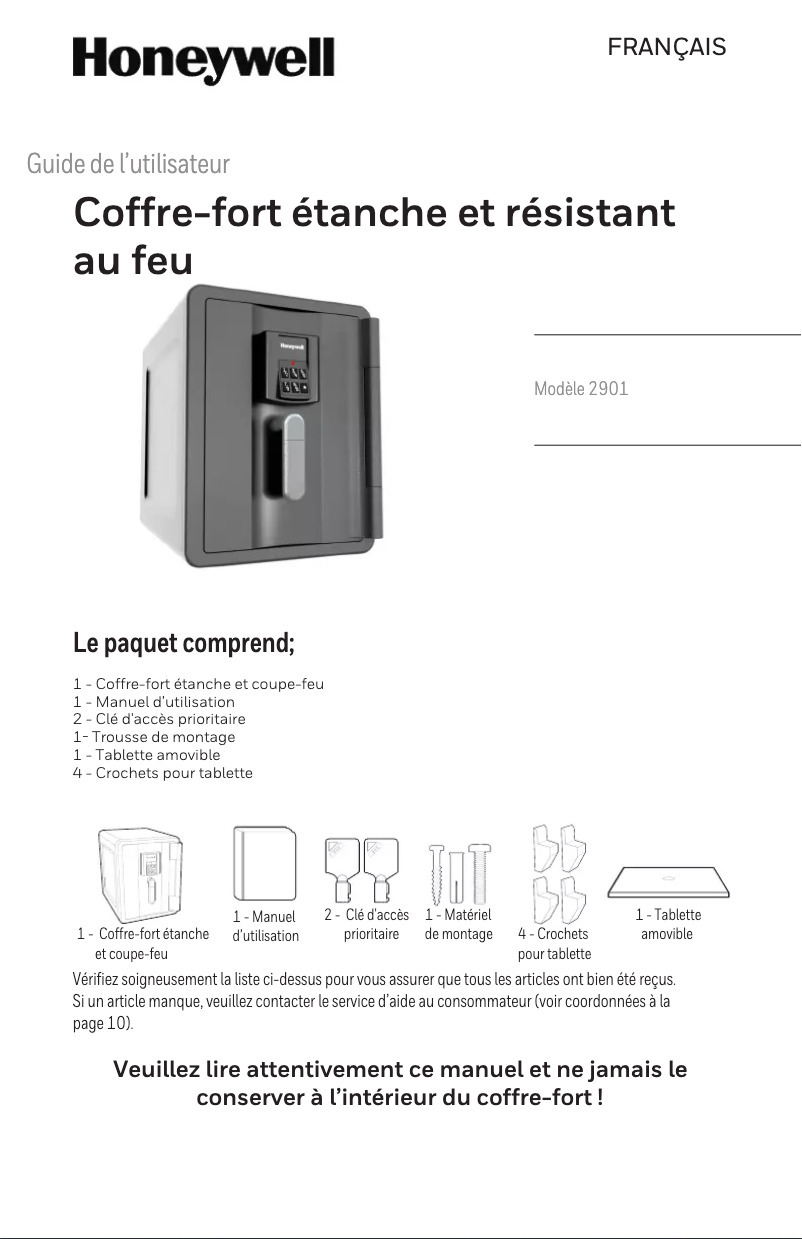 Page 1 de la notice Manuel utilisateur Honeywell 2901