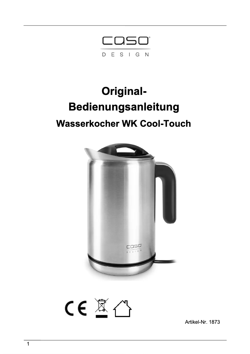 Page n°1 - Manuel utilisateur Caso WK Cool-Touch