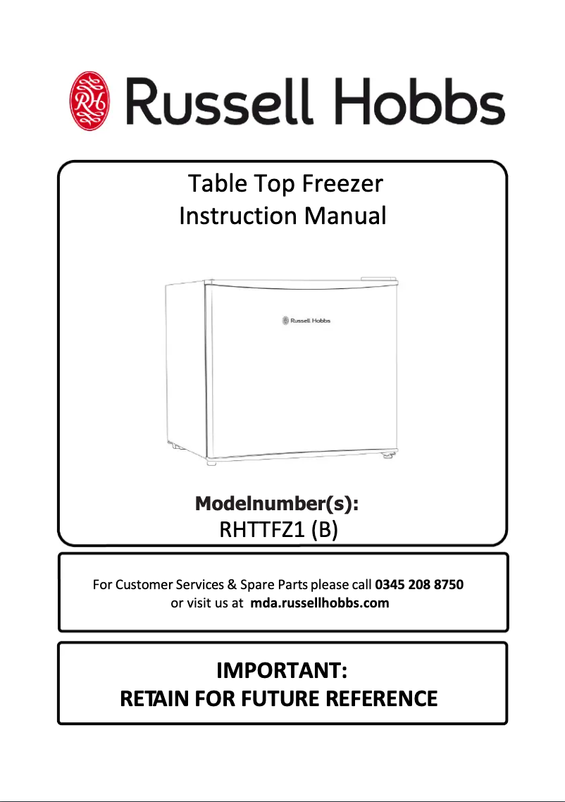 Page 1 de la notice Manuel utilisateur Russell Hobbs RHTTFZ1B