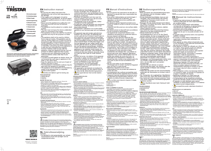 Page 1 de la notice Manuel utilisateur TriStar GR-2843