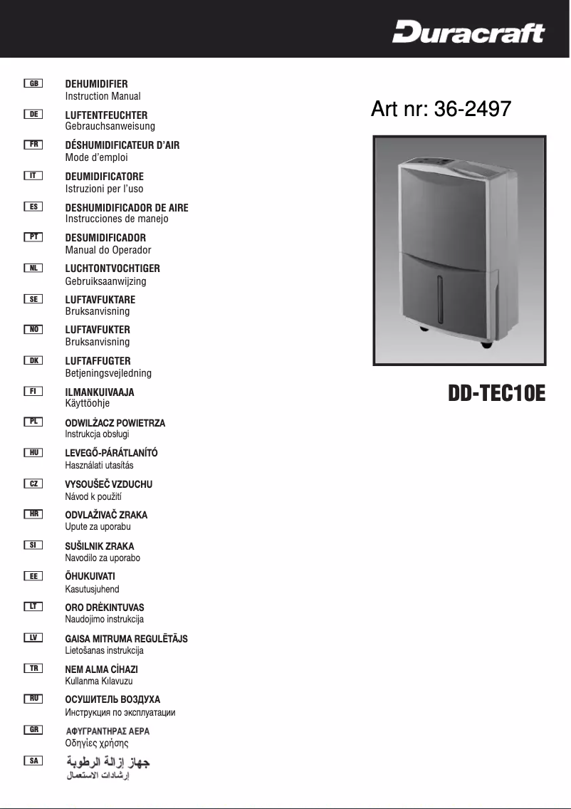 Page n°1 - Manuel utilisateur Duracraft DD-TEC10E
