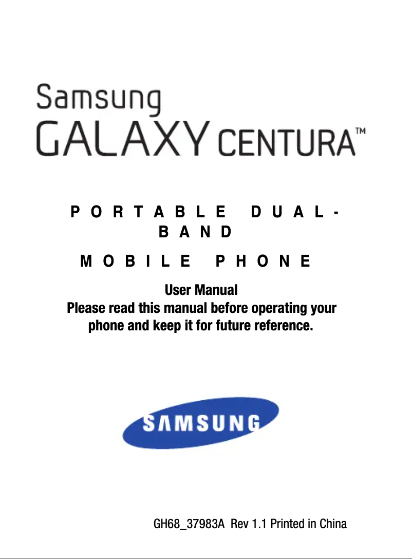 Image de la première page du manuel de l'appareil Galaxy Centura SCH-S738