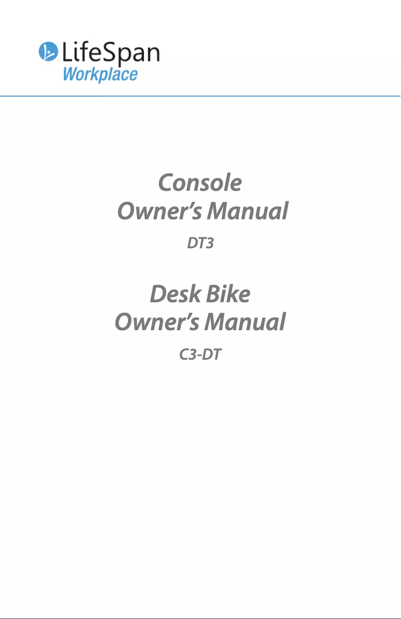 Page n°1 - Manuel utilisateur LifeSpan C3-DT