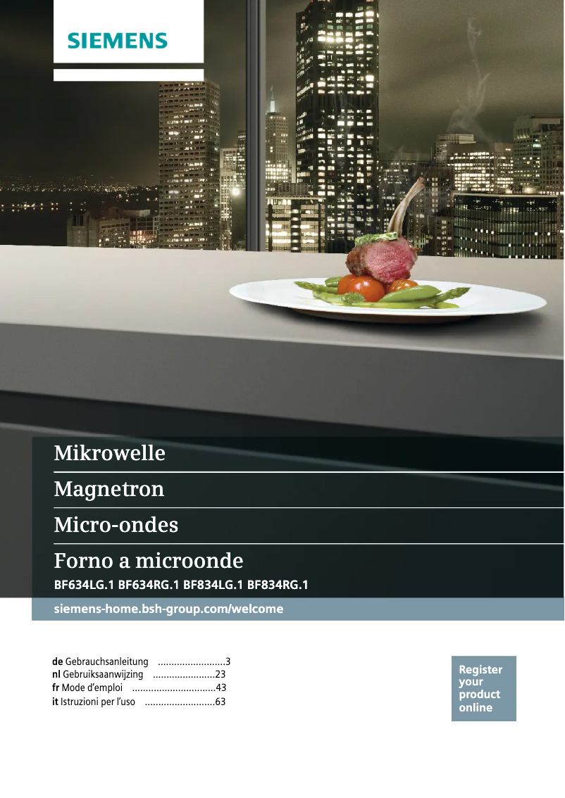 Page 1 of the manual User Manual Siemens BF834LGB1