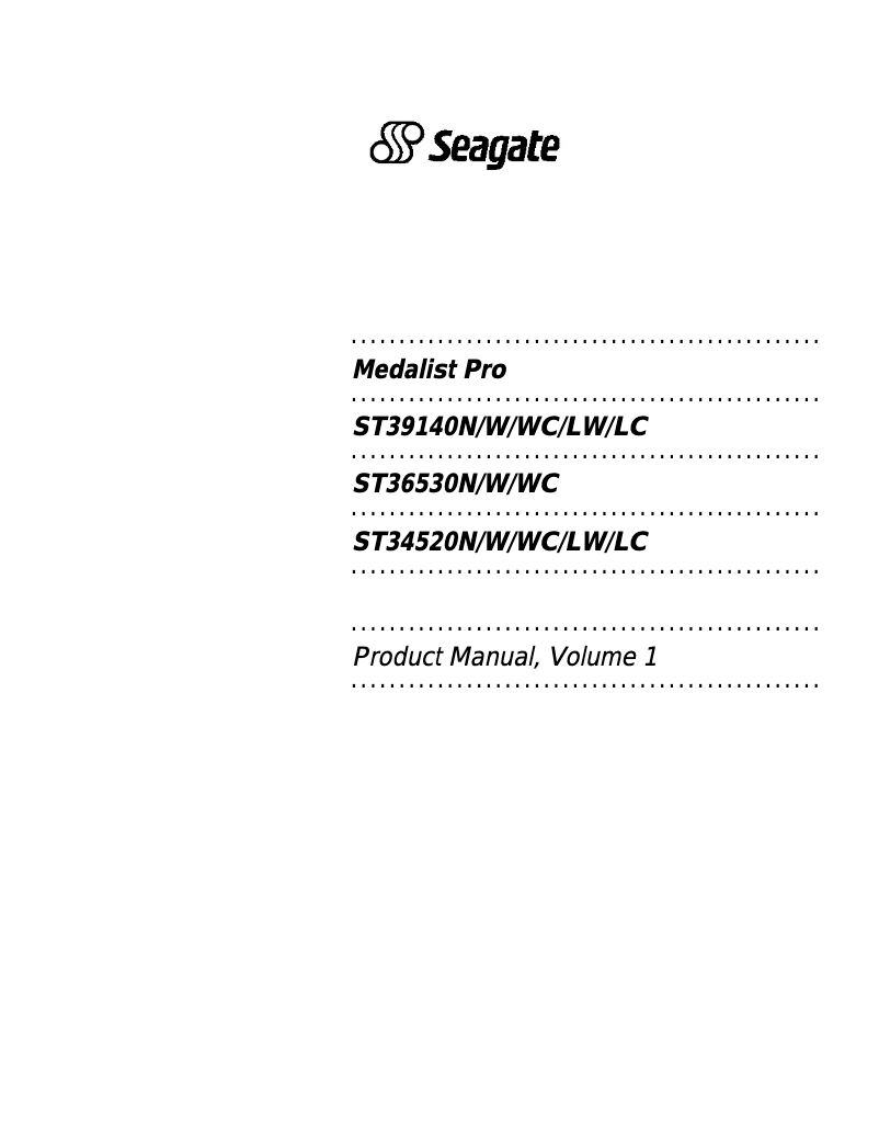 Page n°1 - Manuel utilisateur Seagate Medalist Pro ST39140LW
