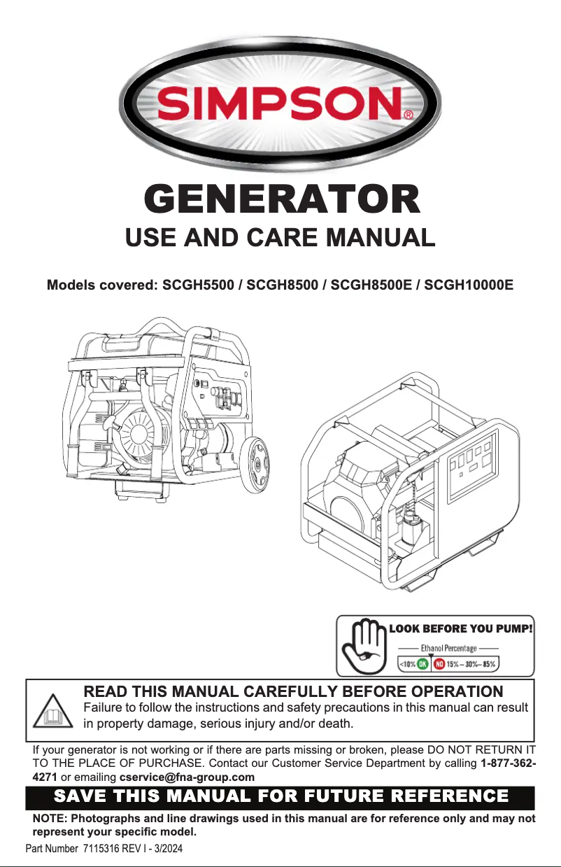Page n°1 - Manuel utilisateur Simpson SCGH8500E